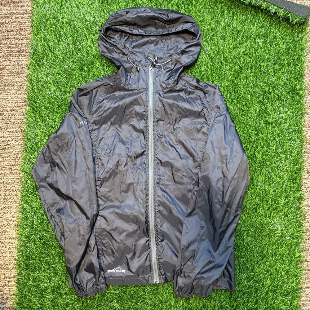 Eddie Bauer Black Windbreaker Water Resistant Rain Jacket